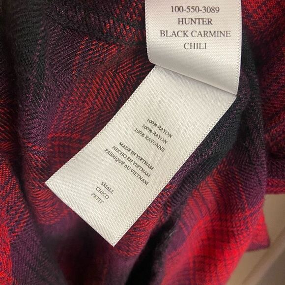 Rails Button Down Flannel Shirt Hunter Black Carmine Chili Red Black Small - Picture 3 of 5